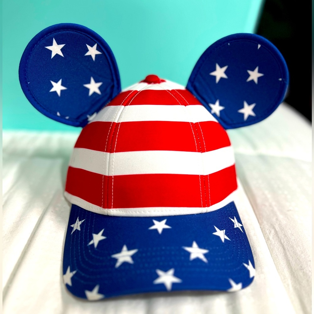 Adult Disney Mickey Mouse Ears Flag Baseball Cap USA Patriotic Adjustable Strap